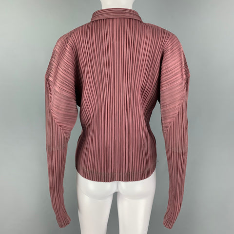 PLEATS PLEASE by ISSEY MIYAKE Size M Pink Mauve Pleated Zip Up Casual Top