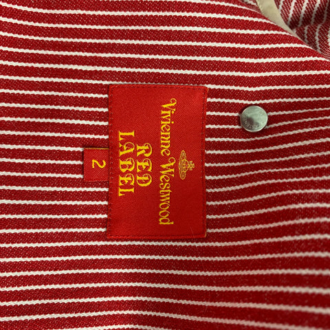 VIVIENNE WESTWOOD RED LABEL Size 2 Red & White Stripe Cotton Asymmetrical Jacket