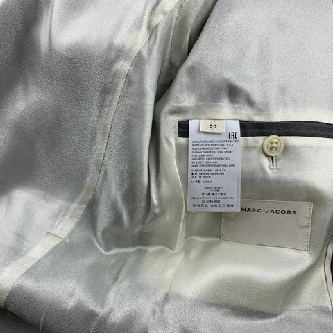 MARC JACOBS Taille 40 Manteau de sport à revers en laine à rayures grises