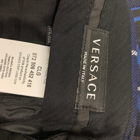 VERSACE Size 32 Navy Black White Plaid Wool Zip Fly Dress Pants