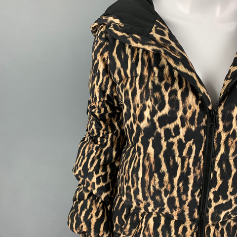 PAM & GELA Size S Tan Black Polyester Animal Print Parka Coat