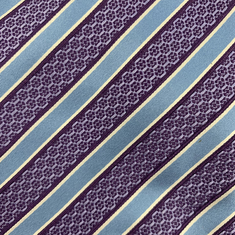 ERMENEGILDO ZEGNA Purple & Blue Diagonal Stripe Silk Neck Tie