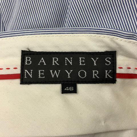 BARNEYS Taille 30 Short en coton mélangé seersucker bleu marine et blanc avec braguette zippée