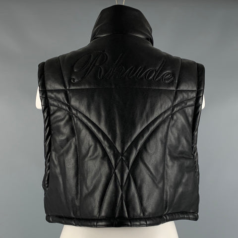 RHUDE Chaleco corto de piel sintética acolchado negro talla S