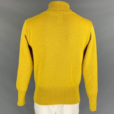 THE DIVER Size XL Yellow Knitted Wool Turtleneck Sweater