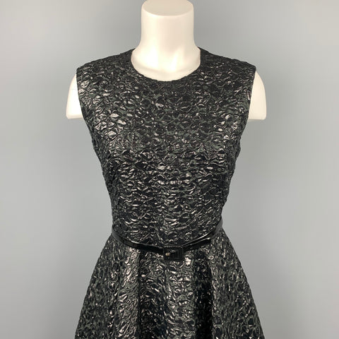 GIAMBATTISTA VALLI Taille 6 Robe trapèze en brocart noir et mélange de polyamide