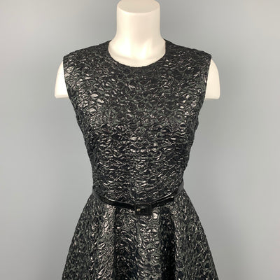 GIAMBATTISTA VALLI Size 6 Black Brocade Polyamide Blend A-Line Dress