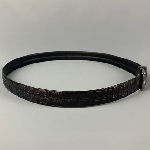 ROBERT TALBOTT Size 38 Black Embossed Leather Belt