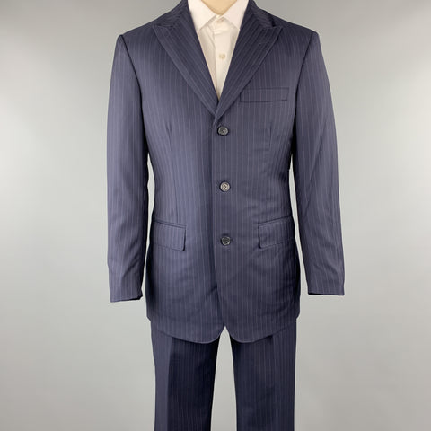 DAVID AUGUST Taille 40 Marine &amp; Rose Rayé Laine Peak Revers 34 x 30 Costume