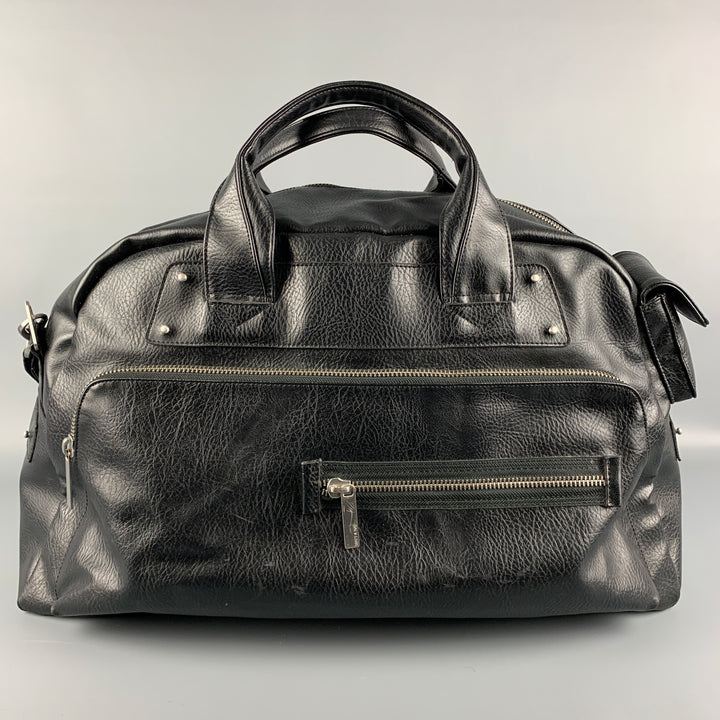 MATT & NAT Black Polyvinyl Shoulder Strap Duffle Bag