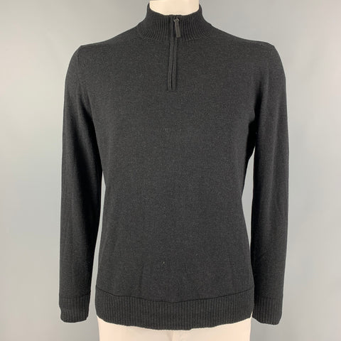 SMARTWOOL Size L Charcoal Wool Blend Half Zip Pullover