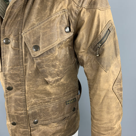 RALPH LAUREN Size S Brown Coated Cotton Patch Pocket Jacket