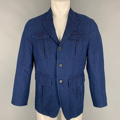 BANANA REPUBLIC Size 40 Indigo Buttoned Notch Lapel Jacket