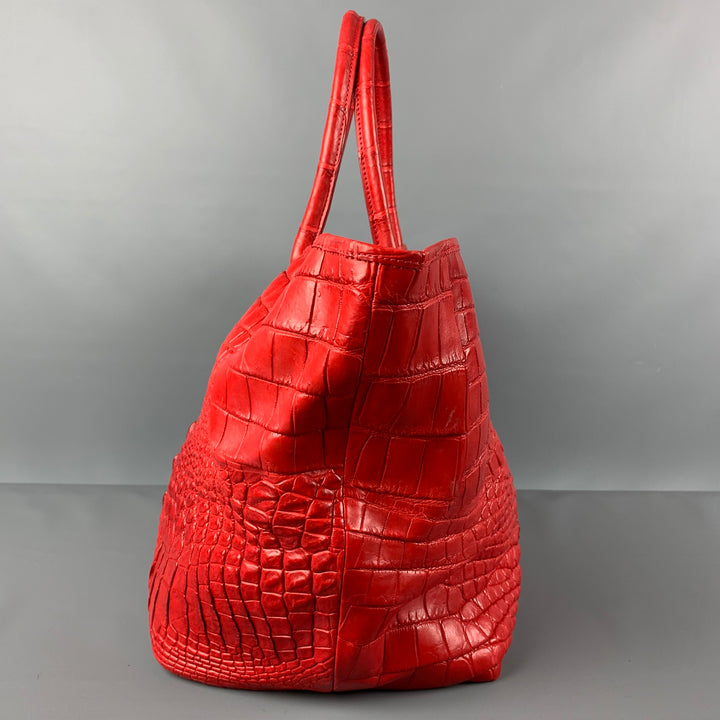 GENUINE CROCODILE SKIN Red Crocodile Tote Handbag