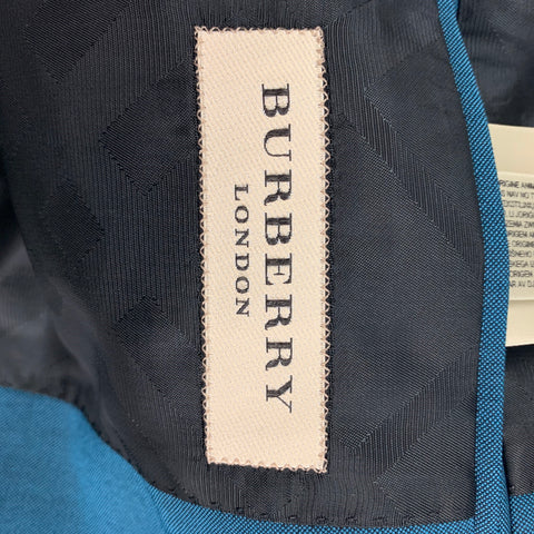 BURBERRY LONDON Size 42 R Teal Wool Mohair Notch Lapel Suit