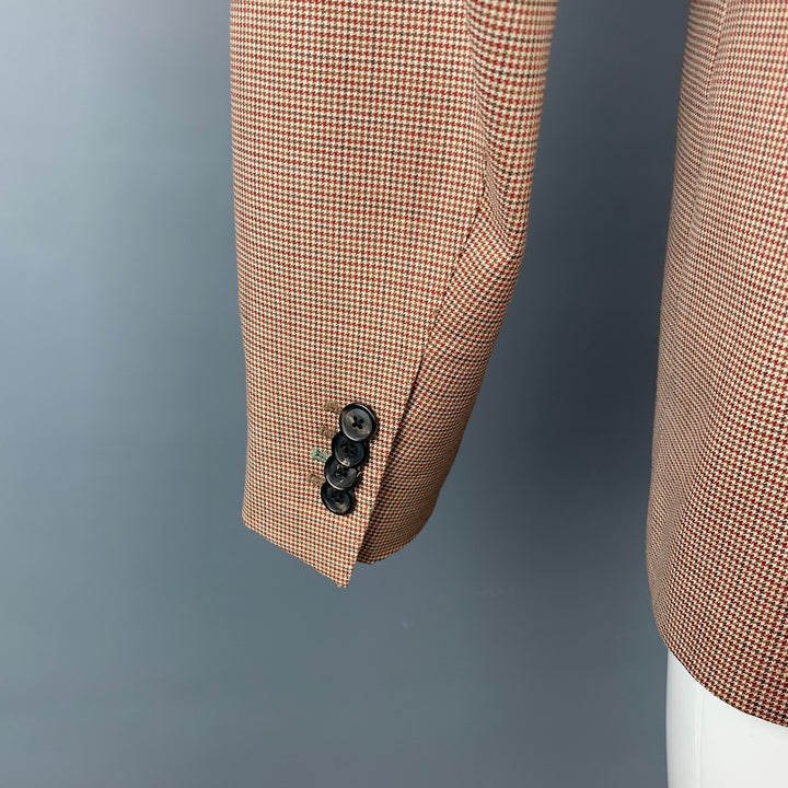 PAUL SMITH Soho Fit Size 40 Tan & Brown Houndstooth Wool Notch Lapel Sport Coat