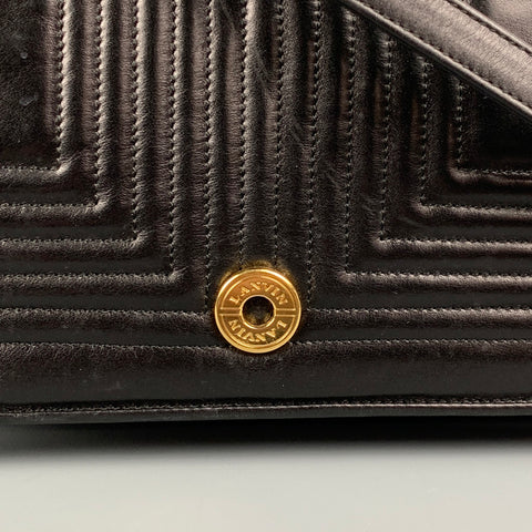 Vintage LANVIN Black Leather Top Handles Handbag