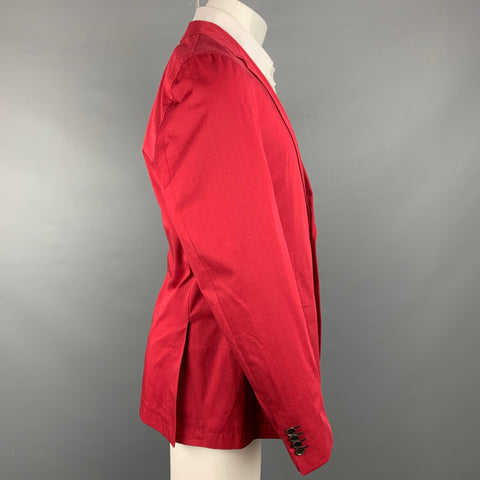 HUGO BOSS Size 40 Red Cotton Notch Lapel Sport Coat