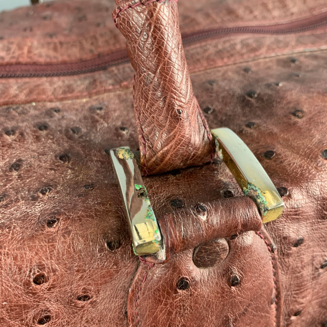 VINTAGE Burgundy Textured Ostrich Leather Carry-On Bags