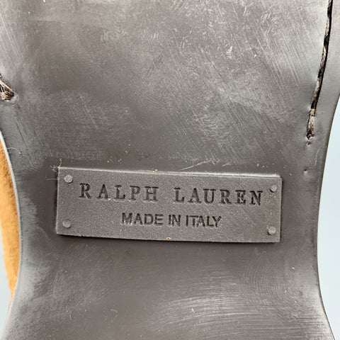 RALPH LAUREN Size 8 Brown Perforated Suede Wingtip Lace Up Shoes