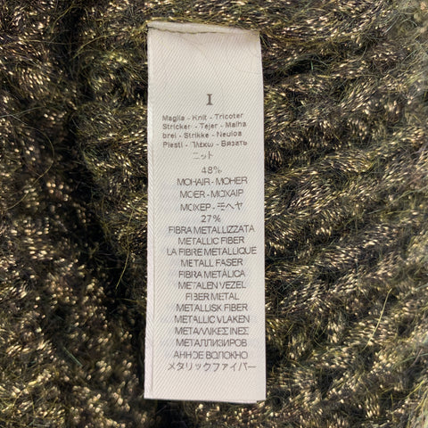 FORTE_FORTE Size S Gold & Black Knitted Mohair Blend Crew-Neck Sweater