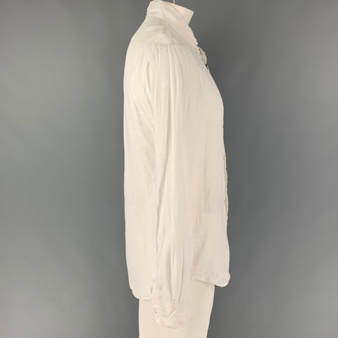 GITMAN VINTAGE Size L White Linen Button Down Long Sleeve Shirt