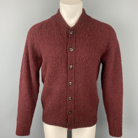 HOWLIN Size M Burgundy Knitted Wool Buttoned Cardigan Sweater