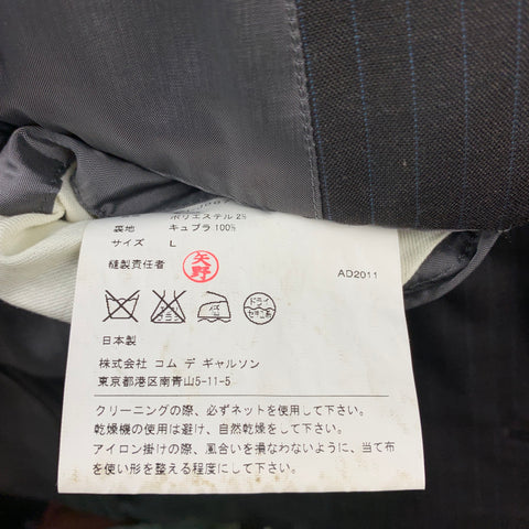 COMME des GARCONS HOMME PLUS Size L Charcoal Vertical Stripe Wool / Polyester Sport Coat