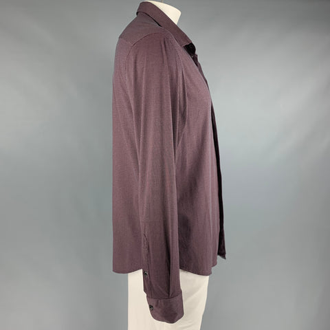EMPORIO ARMANI Size XXL Black Burgundy Nailhead Long Sleeve Shirt