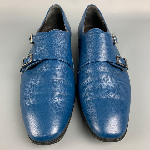 BRUNO MAGLI Size 9 Royal Blue Leather Double Monk Strap Loafers