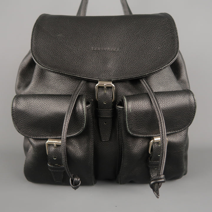 BARANTANI Black Leather Backpack