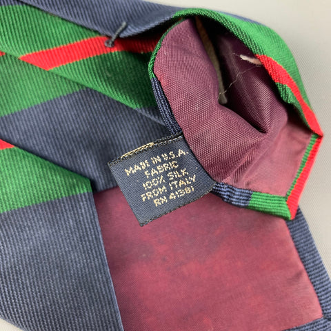 POLO by RALPH LAUREN Navy Green Red Diagonal Stripe Silk Tie