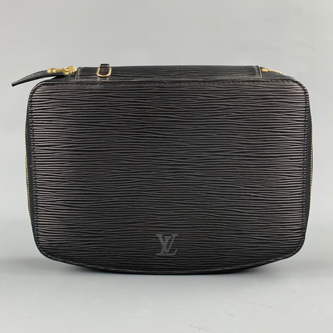 LOUIS VUITTON Étui à bijoux en cuir épi texturé noir Ponche Monte Carlo