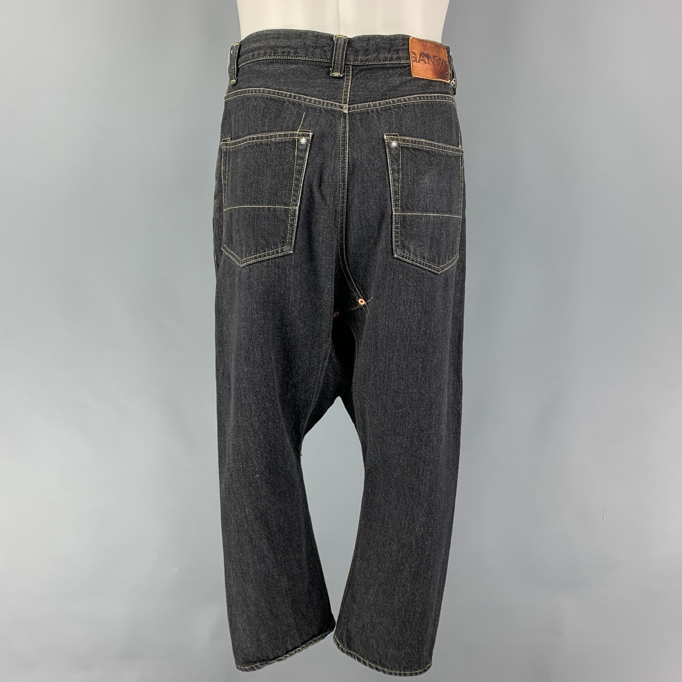 COMME des GARCONS GANRYU Size S Charcoal Contrast Stitch Selvedge Denim  Jeans