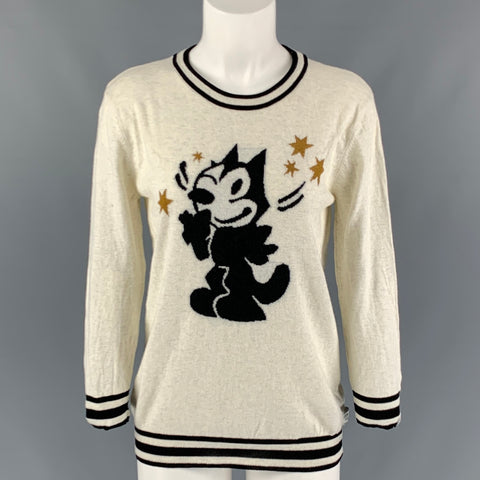 SCOTCH AND SODA Jersey de dibujos animados de algodón/lana color crema y negro Talla M