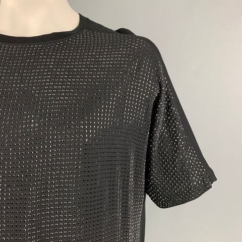 GUCCI Size One Size Black Beaded Silk Crew-Neck T-shirt