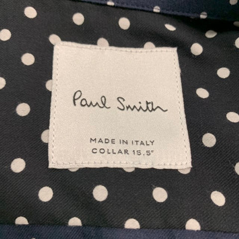 PAUL SMITH Size M Navy White Polka Dot Cotton Long Sleeve Shirt