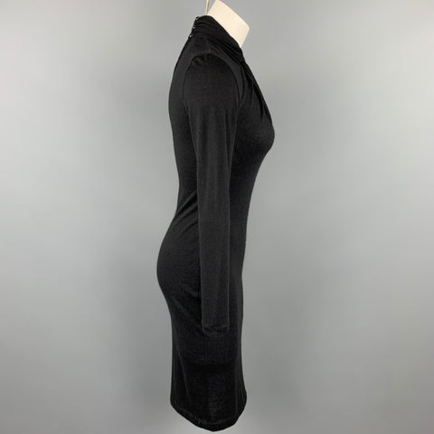 RALPH LAUREN Size S Black Knitted Cashmere High Collar Dress