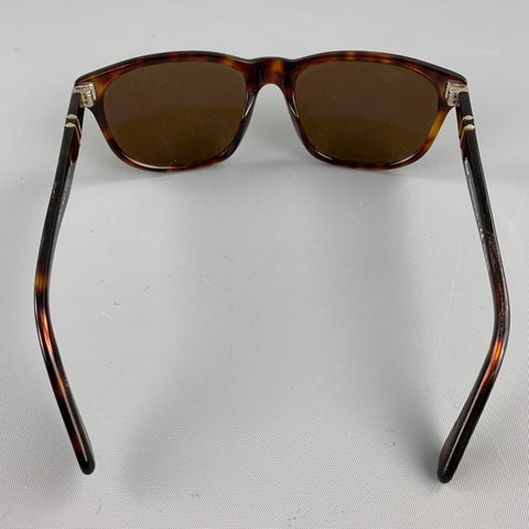 PERSOL Brown Tortoise Acetate Rectangle Sunglasses