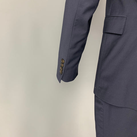 TODD SNYDER Size 40 Regular Navy Wool Lycra Notch Lapel Suit
