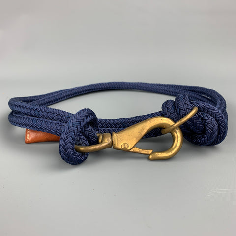 VINTAGE Taille M Marine Corde Cuir Laiton Crochet Ceinture