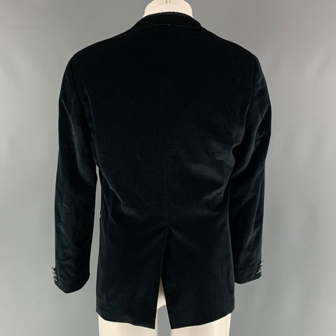 ETRO  Size 40 Black Velvet Cotton Blend Peak Lapel Sport Coat