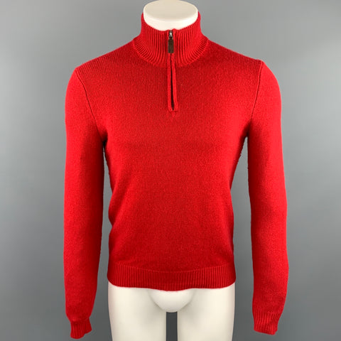 RALPH LAUREN Size XS Red Cashmere Half Zip Pullover