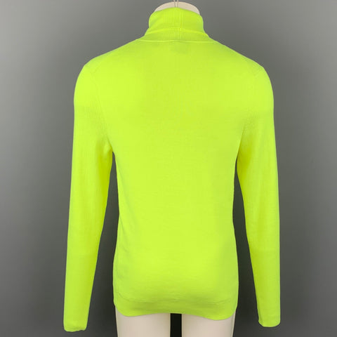 PAUL SMITH Size L Neon Yellow Knitted Polyester Turtleneck Pullover