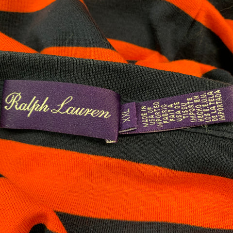 RALPH LAUREN Size XXL Orange Navy Stripe Cotton Crew-Neck T-shirt