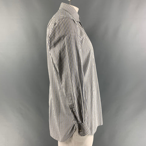 RALPH LAUREN Size L White & Black Plaid Cotton Button Up Long Sleeve Shirt