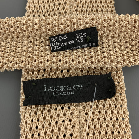 LOCK & CO LONDON Kahki Beige Silk Textured Knit Tie