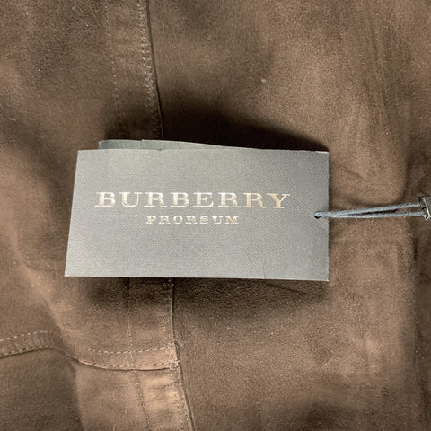 BURBERRY PRORSUM Fall 2014 Size 36 Brown Suede  Fringe Buttoned Jacket