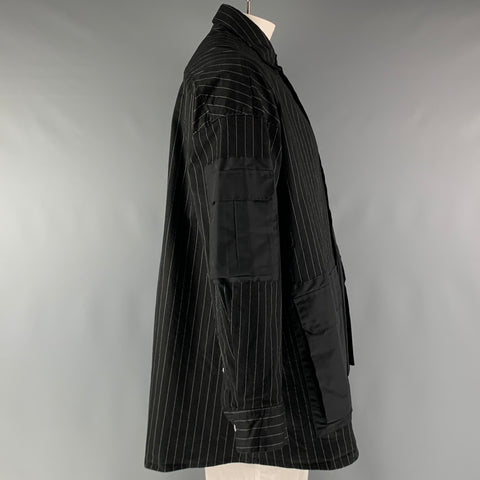 DANKE SCHON Size XXL Black White Stripe Cotton Long Sleeve Shirt