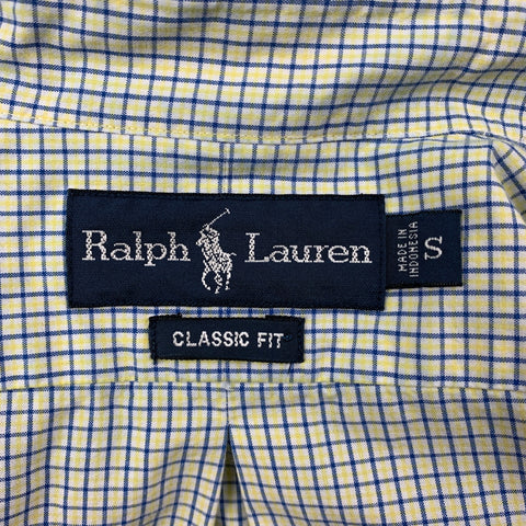 RALPH LAUREN Size S Lime Green Blue Checkered Cotton Button Up Long Sleeve Shirt